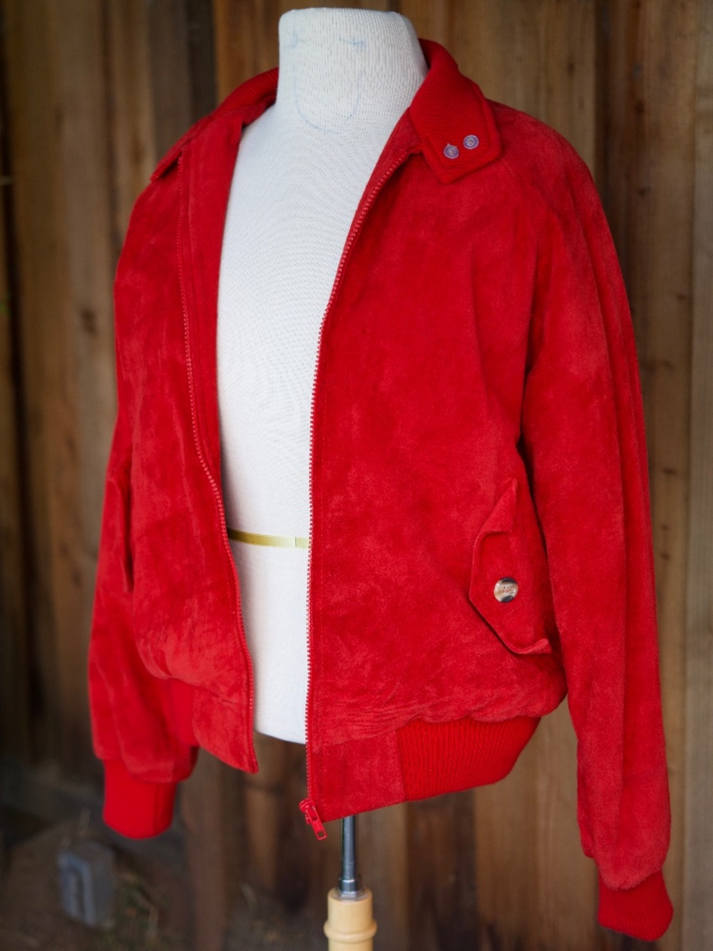 Vintage Authentic Imports 100% Leather Fire Red Bomber Jacket Unisex S - Picture 10 of 16